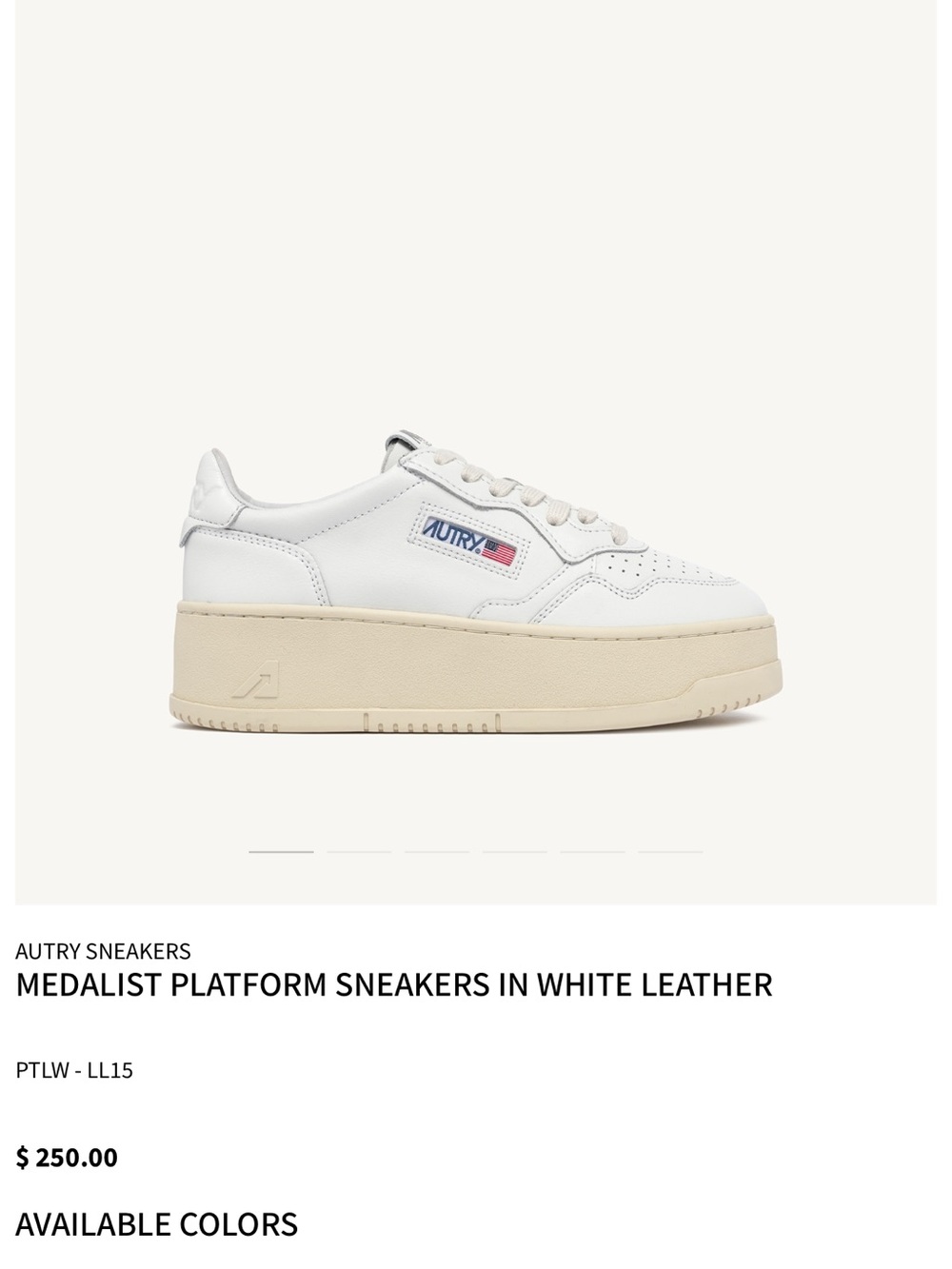 Autry Women’s Medalist Platform Sneakers in White with Cream Sole